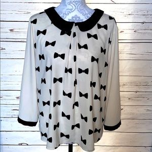 LC black and white blouse. Size L
